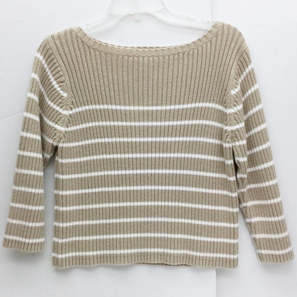 Two Twenty Five Womens Cotton Knit Top Tan Stripe